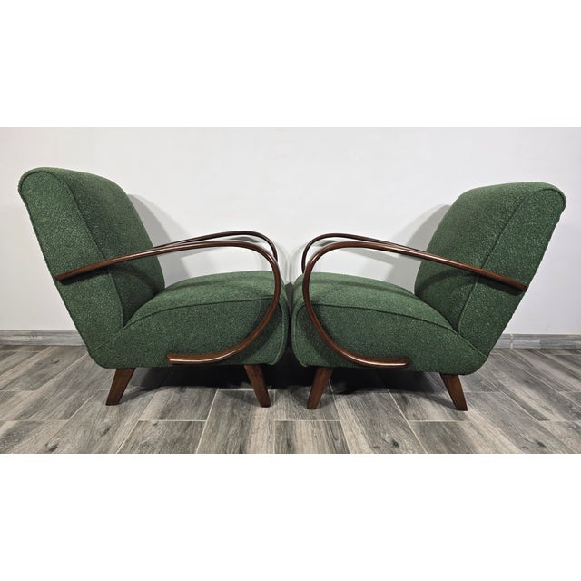 Green Lounge Chairs by Jindrich Halabala, 1940s, Set of 2 For Sale - Image 8 of 10