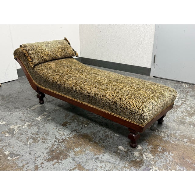 Victorian Victorian Leopard Print Chaise Lounge For Sale - Image 3 of 12