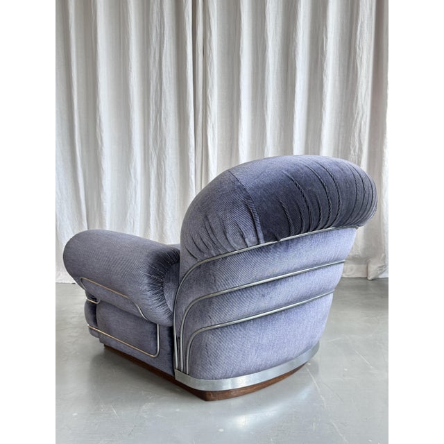 1960s Space Age Velvet and Chrome Chair by Adriano Piazzesi, Italy, 1960s For Sale - Image 5 of 17