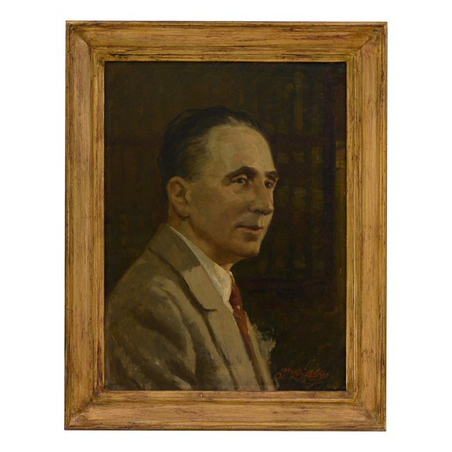 Alfredo Mahieux, Portrait, 1950s, Oil on Canvas on Board, Framed For Sale