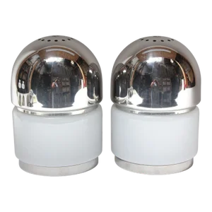 Pair of Chrome and Glass "Salt and Pepper" Table Lamps by Goffredo Reggiani