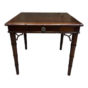 1950s Frank Kyle and Pepe Mendoza Mahogany Faux Bamboo Table Mexico City