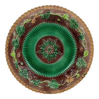 George Jones Majolica Plate, Grapevine Pattern, English, Circa 1865 For Sale