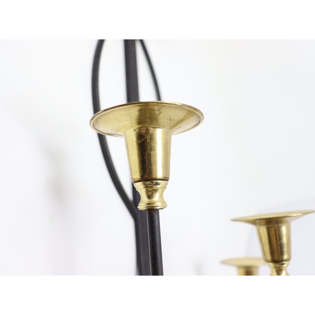 Vintage Tommi Parzinger Style Iron and Brass Wall Candle Sconces - A Pair For Sale In Chicago - Image 6 of 8