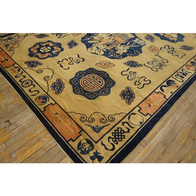 1890s Ivory Antique Scenic Animal Cloud Pictorial Chinese Scholars Peking Rug For Sale - Image 10 of 12
