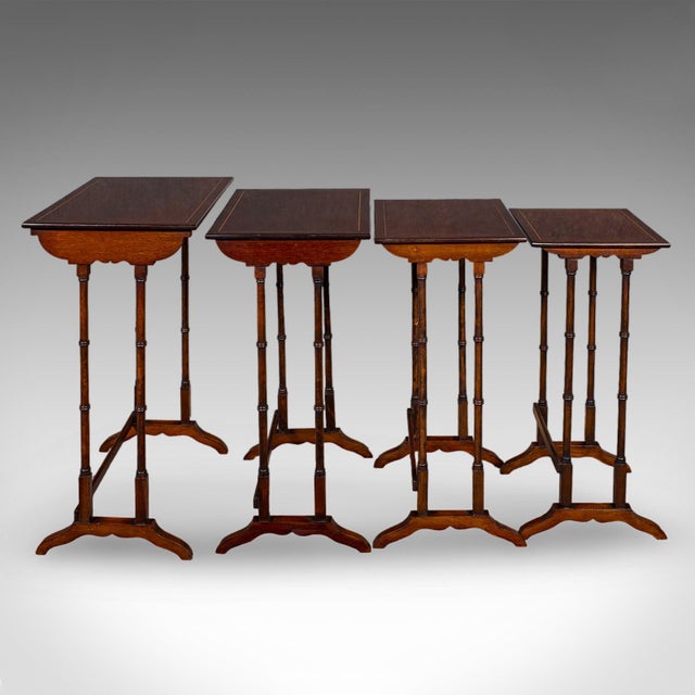 Traditional Antique Quartetto of Nesting Tables, English, Set of 4, Occasional, Edwardian For Sale - Image 3 of 12