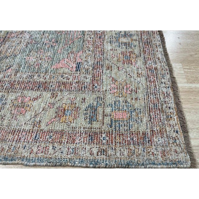 Traditional 6x9 Blue Rose Distressed Medallion Hand-Knotted Wool Rug For Sale - Image 3 of 6