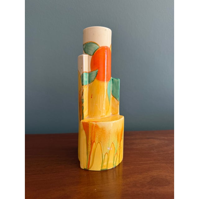 Art Deco Clarice Cliff Bizarre Tube Vase, in Delicia Citrus Pattern, Printed Bizarre Marks Under For Sale - Image 3 of 7