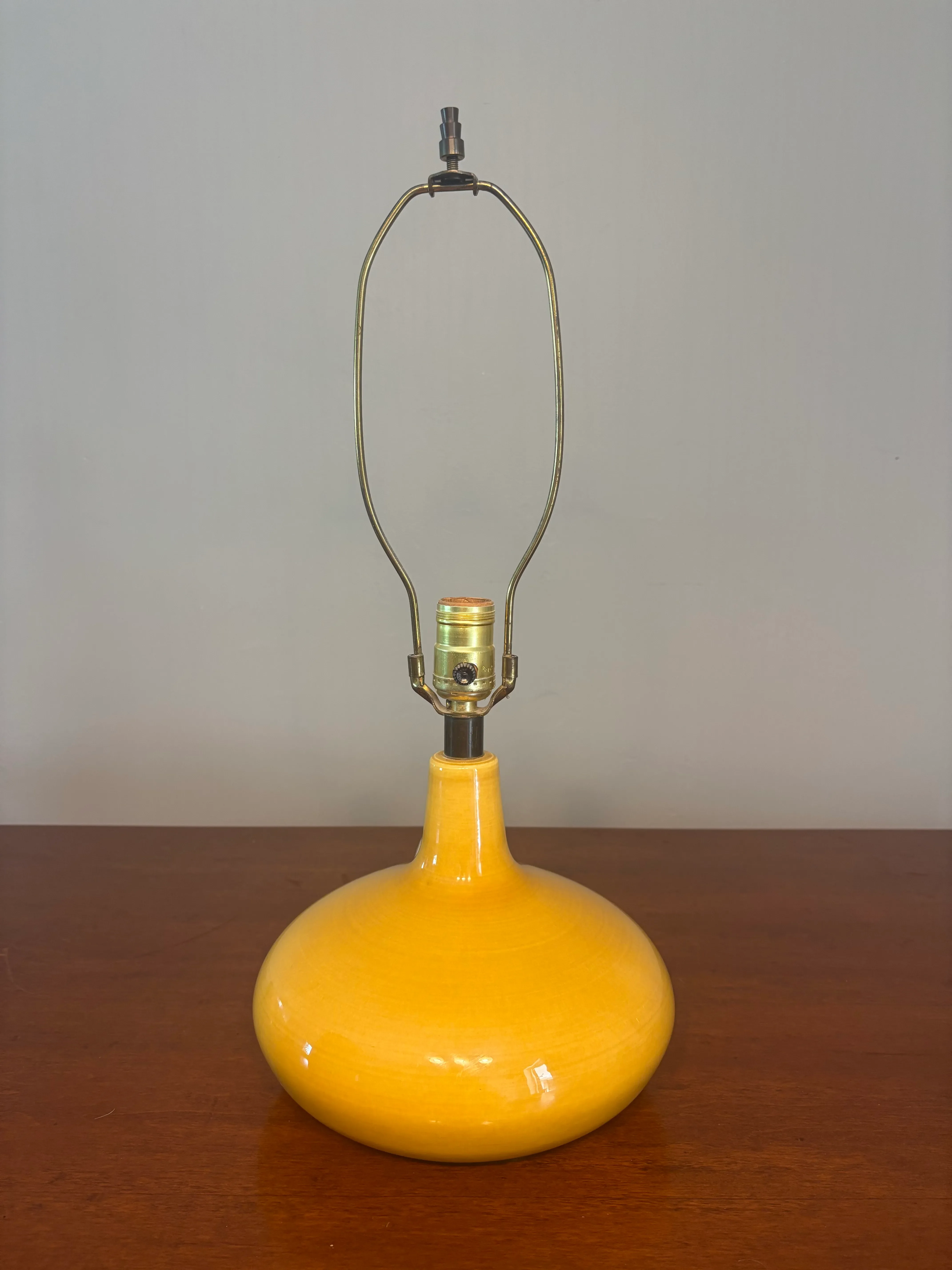 Lotte and Gunnar Bostlund Ceramic Lamp With Original Fiberglass