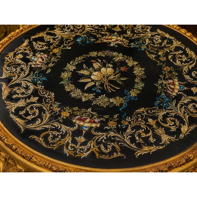 1980s Italian Artisan Baroque Gold Beech Floral Center Table For Sale - Image 17 of 18