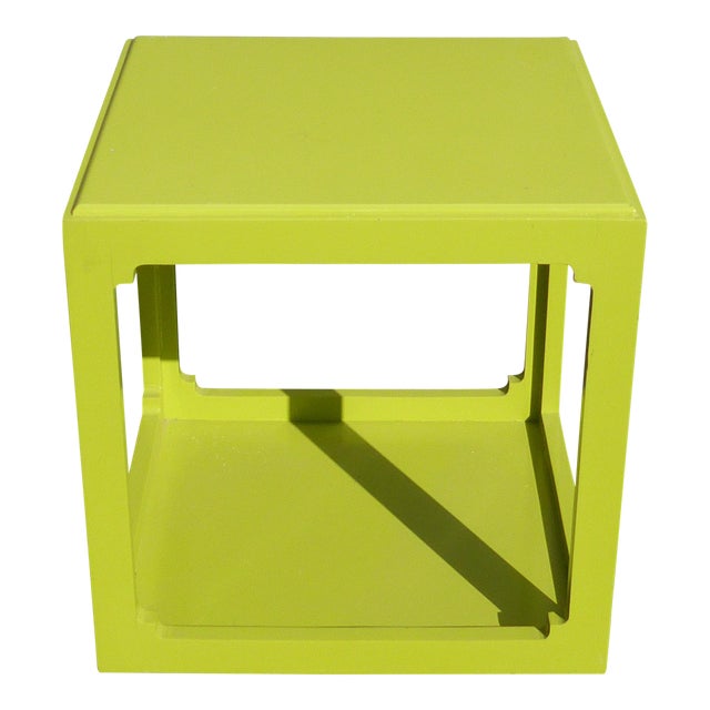 Vintage Contemporary Style Square Lime Green Plastic Side Table Chairish