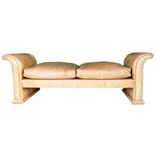 1970s Vintage Marzio Cecchi Rare Leather Loveseat or Daybed For Sale