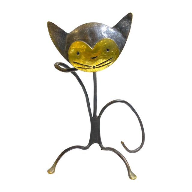 Mid 20th Century Large Walter Bosse Brass Cat Wine Bottle Holder For Sale - Image 11 of 11