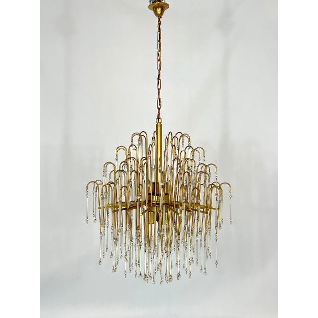 Mid-Century Italian Brass and Glass Chandelier, 1970s For Sale - Image 10 of 11