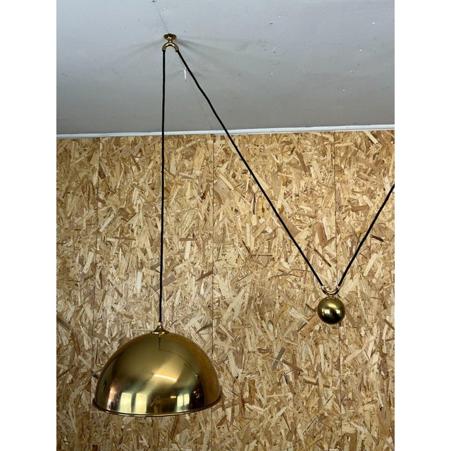 Mid-Century Brass Double Counterbalance Pendant Lamp by Florian Schulz For Sale - Image 11 of 14