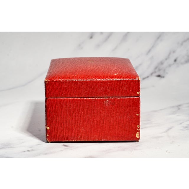 Nice Antique Mark Cross Red Leather Jewelry Box Luxury Case With Lock & Key Home Decor For Sale - Image 12 of 18