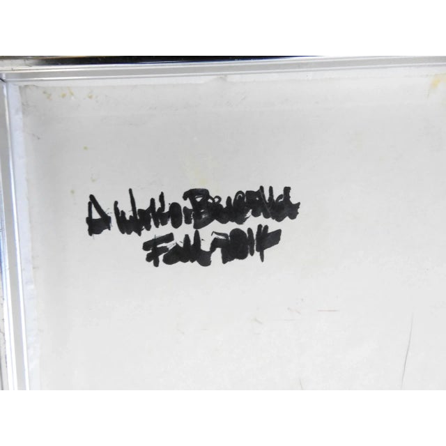 Oil Still Life Painting on Canvas Panel Bottles Vase Cube, Framed For Sale - Image 9 of 12