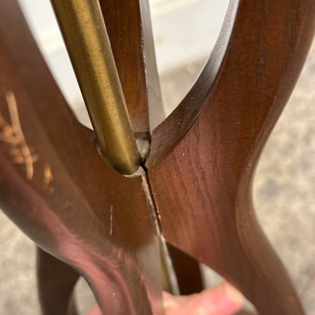 Brass Mid Century Modern Modeline Sculpted Walnut Floor Lamp For Sale - Image 8 of 12