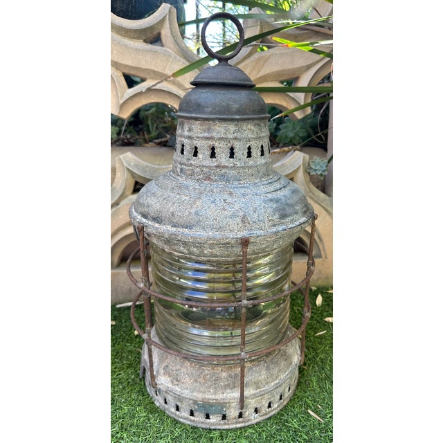 Vintage Pair Perko Galvanized Steel Uss Missouri Battleship Anchor Lights – Clear Lens – Circa 1940 For Sale - Image 9 of 12