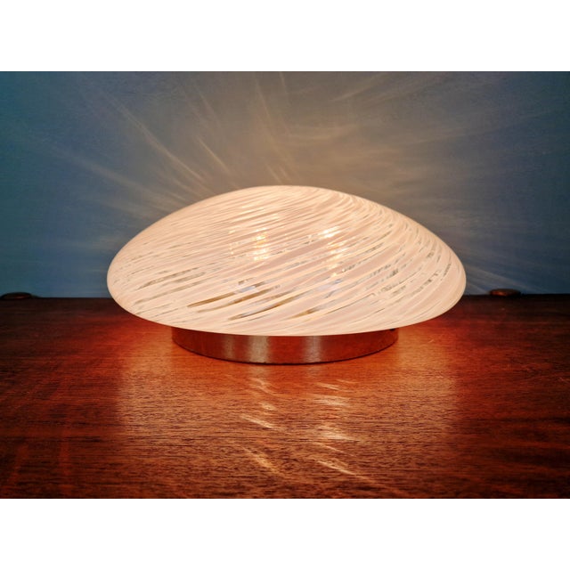 Brass and white murano glass ceiling light with swirling effect, hillebrand lighting (germany), 1970s. the ceiling light...