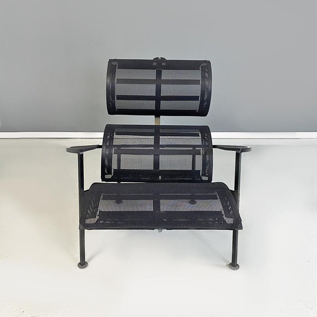 Metal Italian Modern Black Signorina Chan Armchairs attributed to Carlo Forcolini for Alias, 1986, Set of 4 For Sale - Image 7 of 18