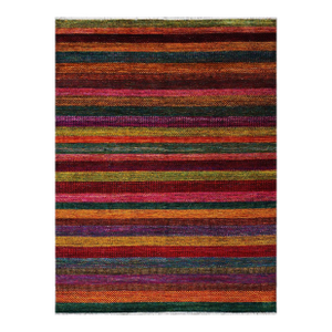 Indian Modern Sari Silk Ikat 9x12 Vibrant Multicolor Handmade Area Rug #9902755
