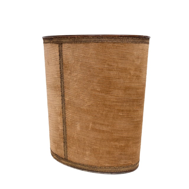Brown Velvet Paper Basket Jean Holbein, France, 1950s For Sale - Image 9 of 11