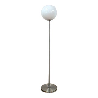 Chrome Lollipop Table Lamp Vintage MCM White Tinted Top Space Age Lighting For Sale