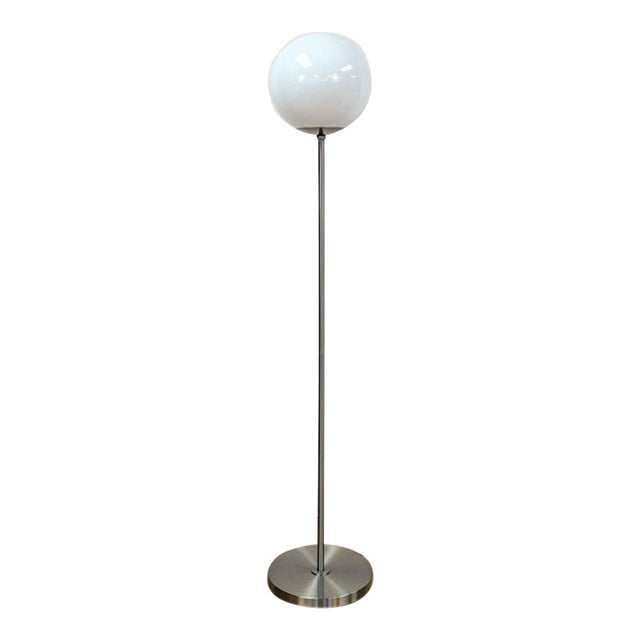Chrome Lollipop Table Lamp Vintage MCM White Tinted Top Space Age Lighting For Sale