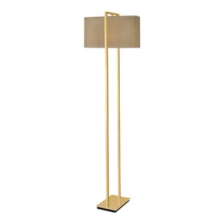 Brushed Brass With Black Underbase Check in Floor Light For Sale