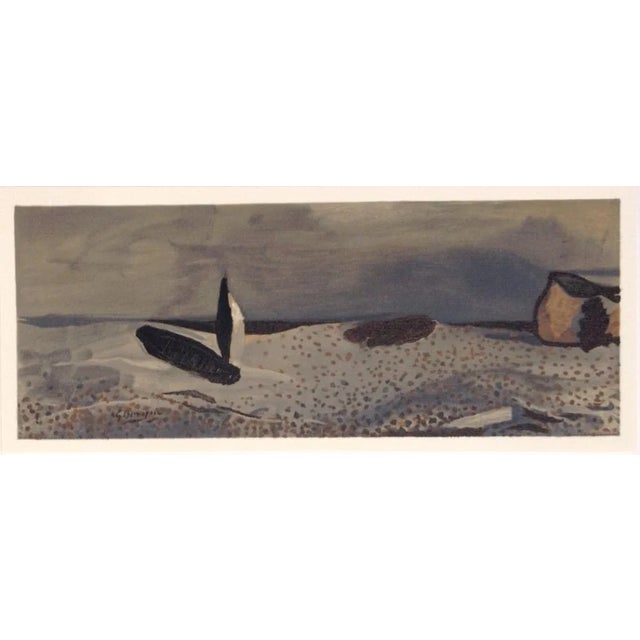 Artist: Georges Braque County: France Title: A la voile deployee Medium: Lithograph Signed in plate Size: 6 x 14 inches...