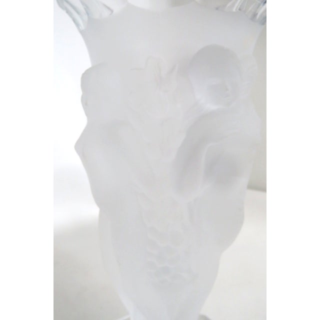 White Bohemia Desna Art Nouveau Style Frosted Crystal Sculptural 3 Nymphs Vase 4532b For Sale - Image 8 of 14