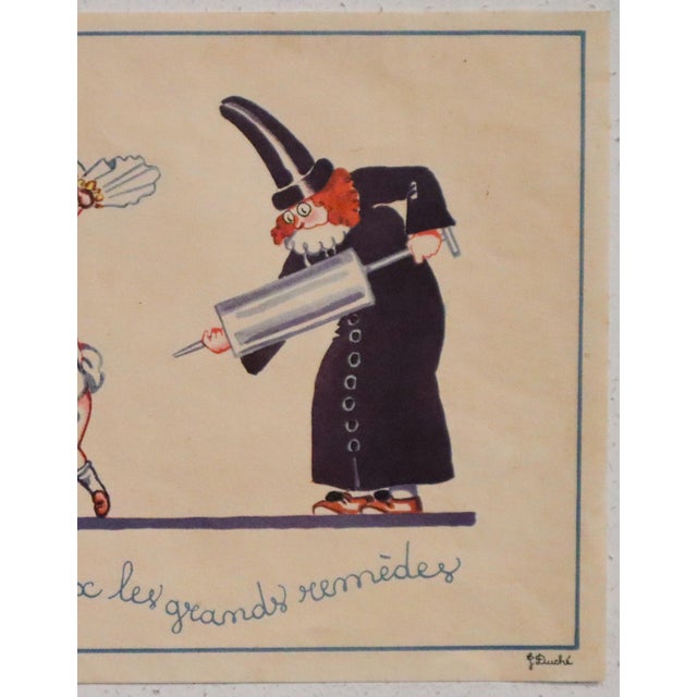 Illustration 1940's French Medicine Advertisement, Lescène Laboratories, "Aux Grand Maux..." - Jacqueline Duché For Sale - Image 3 of 4