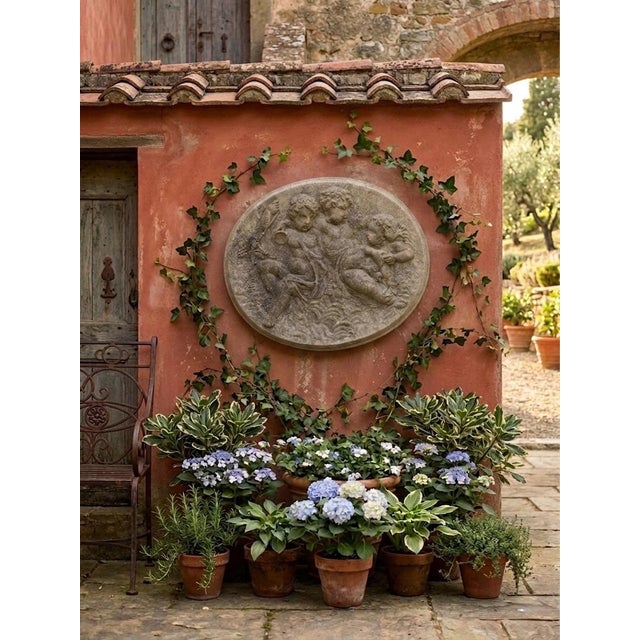 Neoclassical Style Vintage Cast Stone Cherub Wall Plaque For Sale In West Palm - Image 6 of 6