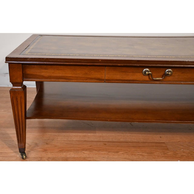 1930s 1930s English Regency Mahogany & Leather Top Coffee Table For Sale - Image 5 of 14