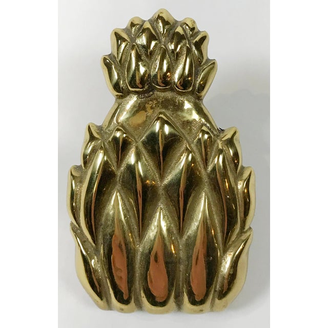 Chinoiserie Vintage Brass Pineapple Letter Clip Paper Weight For Sale - Image 3 of 4