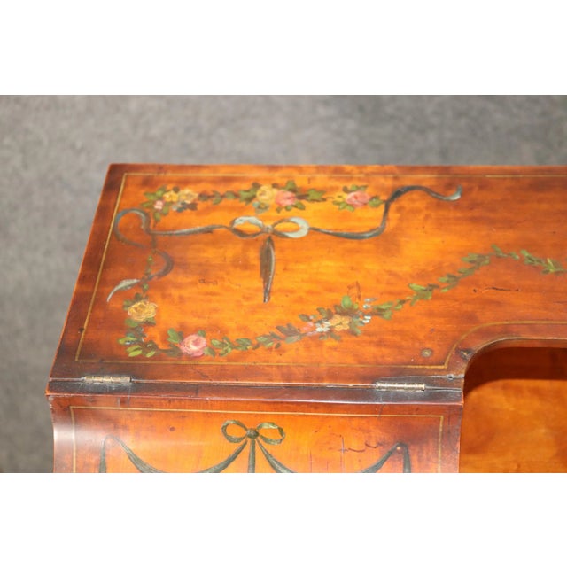 English Paint Decorated Adams Satinwood Carlton House Desk Circa 1890s For Sale - Image 11 of 12