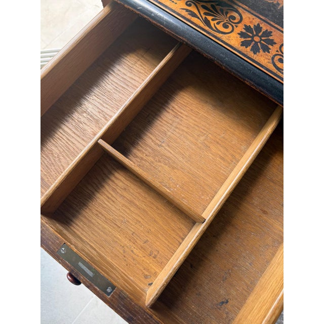 Antique Neo-Renaissance Italian Ebonized Marquetry Worktable with Leopard Motif, 1880s For Sale - Image 16 of 17