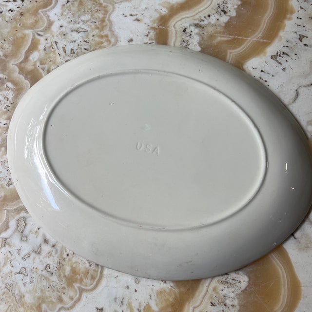 Mid-Century Modern 1970s White Ceramic Wheat Platter With Gold Details For Sale - Image 3 of 6