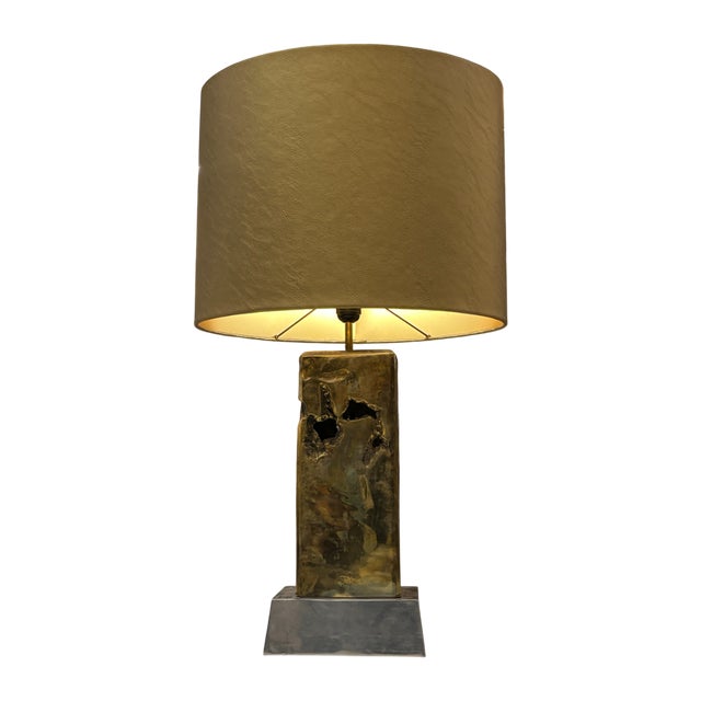 Lamp by the artist David Marshall, crafted in gilt and silver bronze in a Brutalist style characteristic of this...