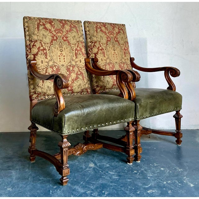 Vintage Boho Lillian August Throne Chairs - A Pair For Sale In West Palm - Image 6 of 11