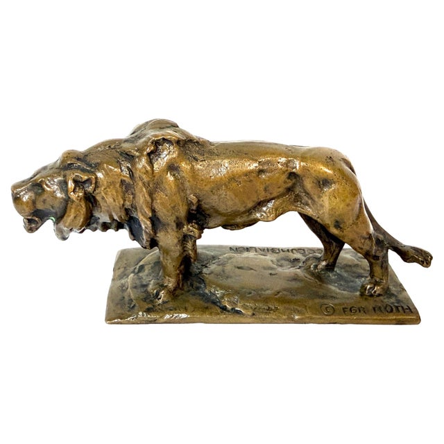Art Deco Early 20th Century Frederick G. R. Roth “Columbia Lion” American Bronze Animalier Sculpture For Sale - Image 3 of 15