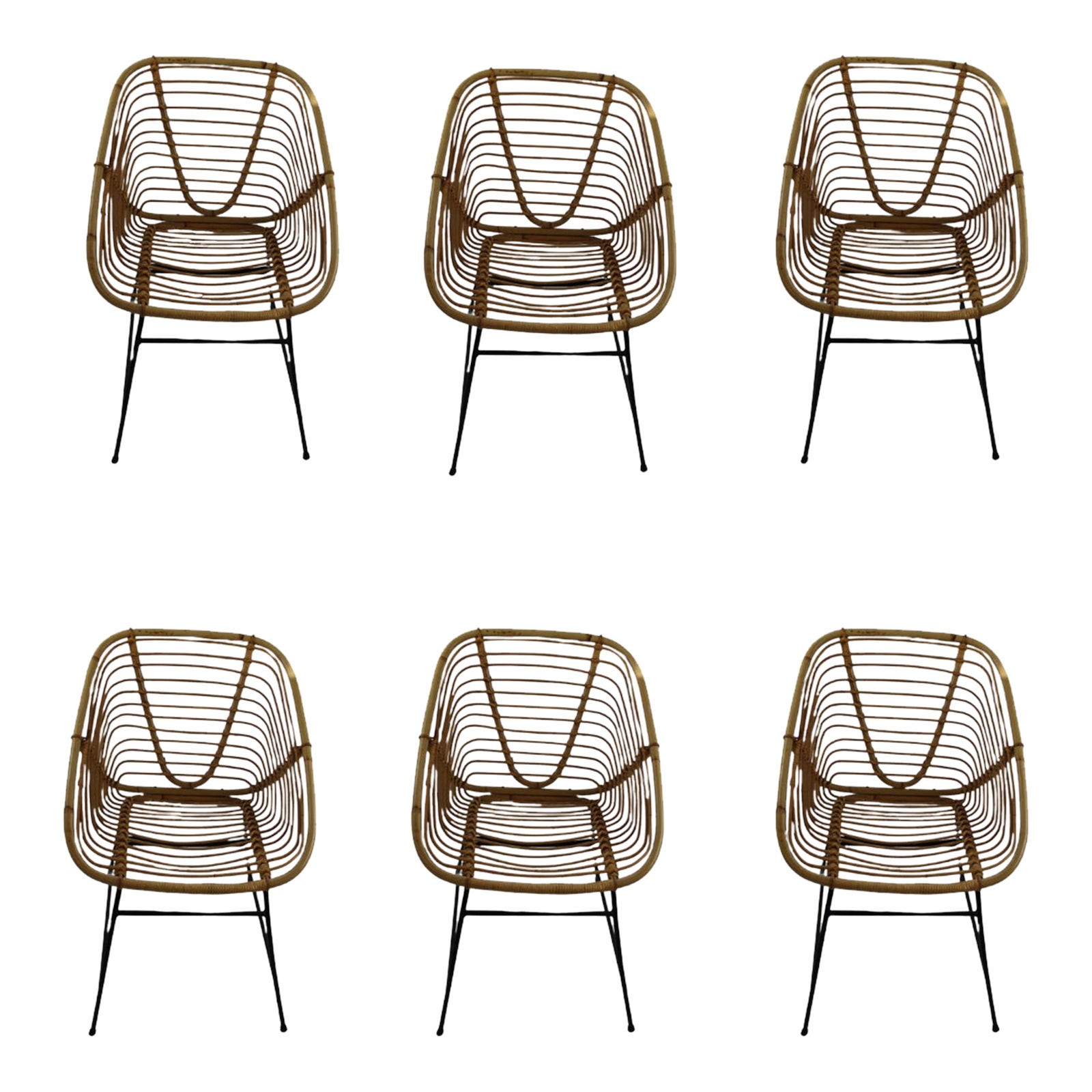 1960s Rattan & Wicker Dining Chairs Set of 6 Chairish