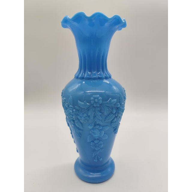 Blue Opal Glass Vase, 1900s For Sale - Image 6 of 6