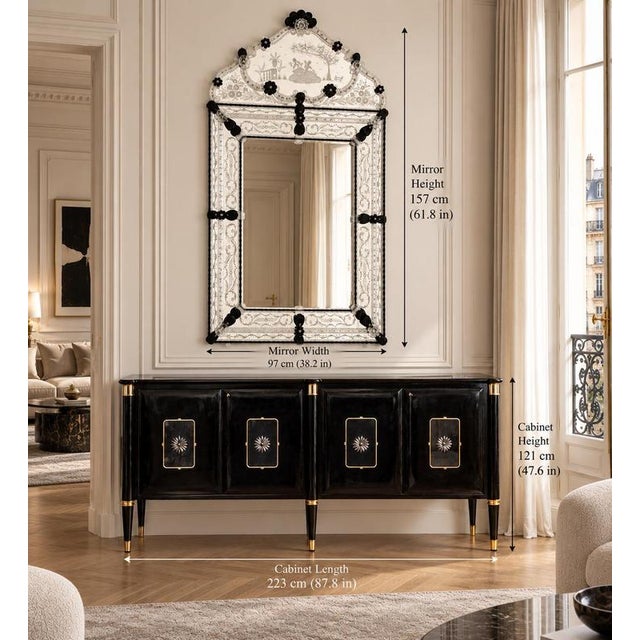1970s Venetian Etched Murano Glass Mirror, 1970 For Sale - Image 5 of 11