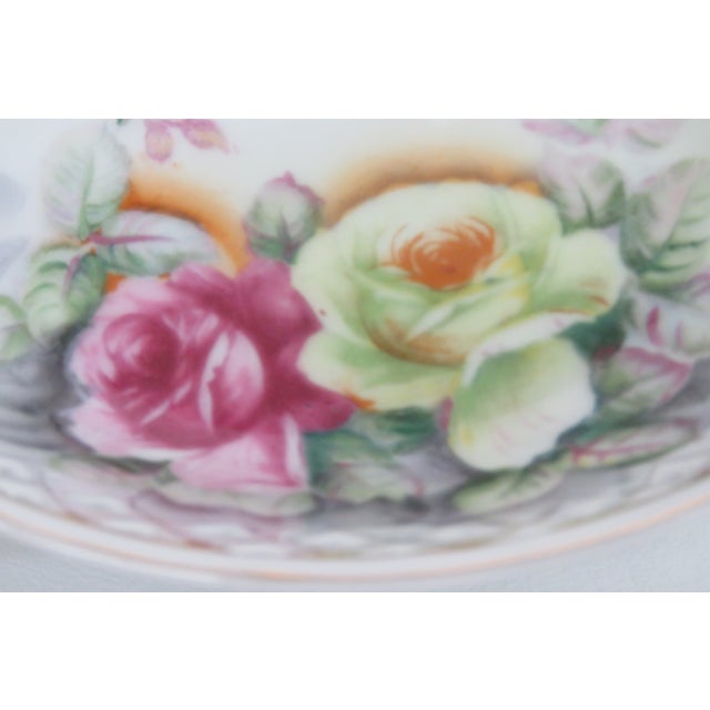 Cream Porzellanfabrik Kalk Pierced Floral Footed Oval Bowl Candy Dish 4593b For Sale - Image 8 of 13