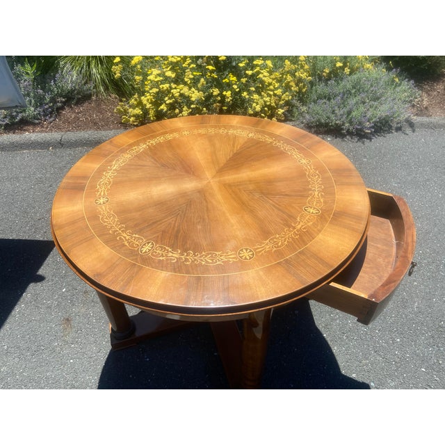 Vintage French Empire Style Round Mahogany Accent Round Table For Sale - Image 12 of 12