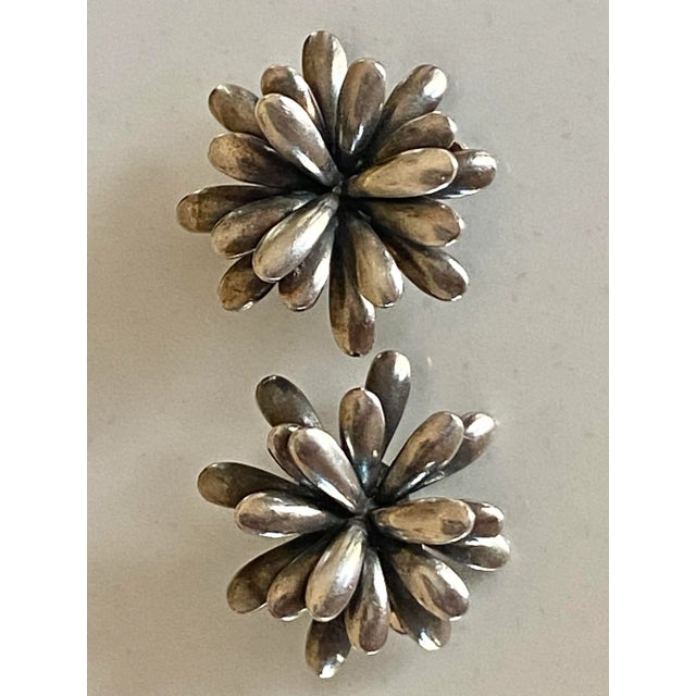Sterling Silver Floral Earrings by S. Christian Fogh (Denmark) For Sale - Image 6 of 8