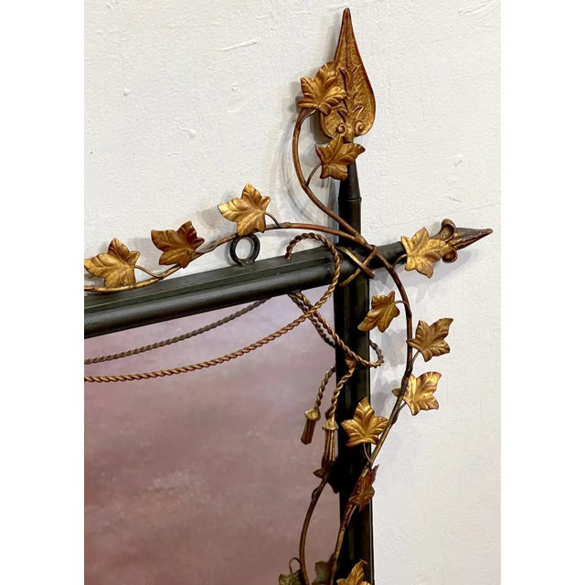 Gold Mid 20th Century Italian Gilt & Polychromed Neoclassical Tole Trellis & Vine Motif Mirror For Sale - Image 8 of 11