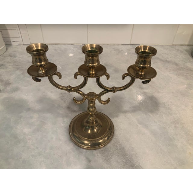 Solid Brass Candelabra For Sale In New York - Image 6 of 8